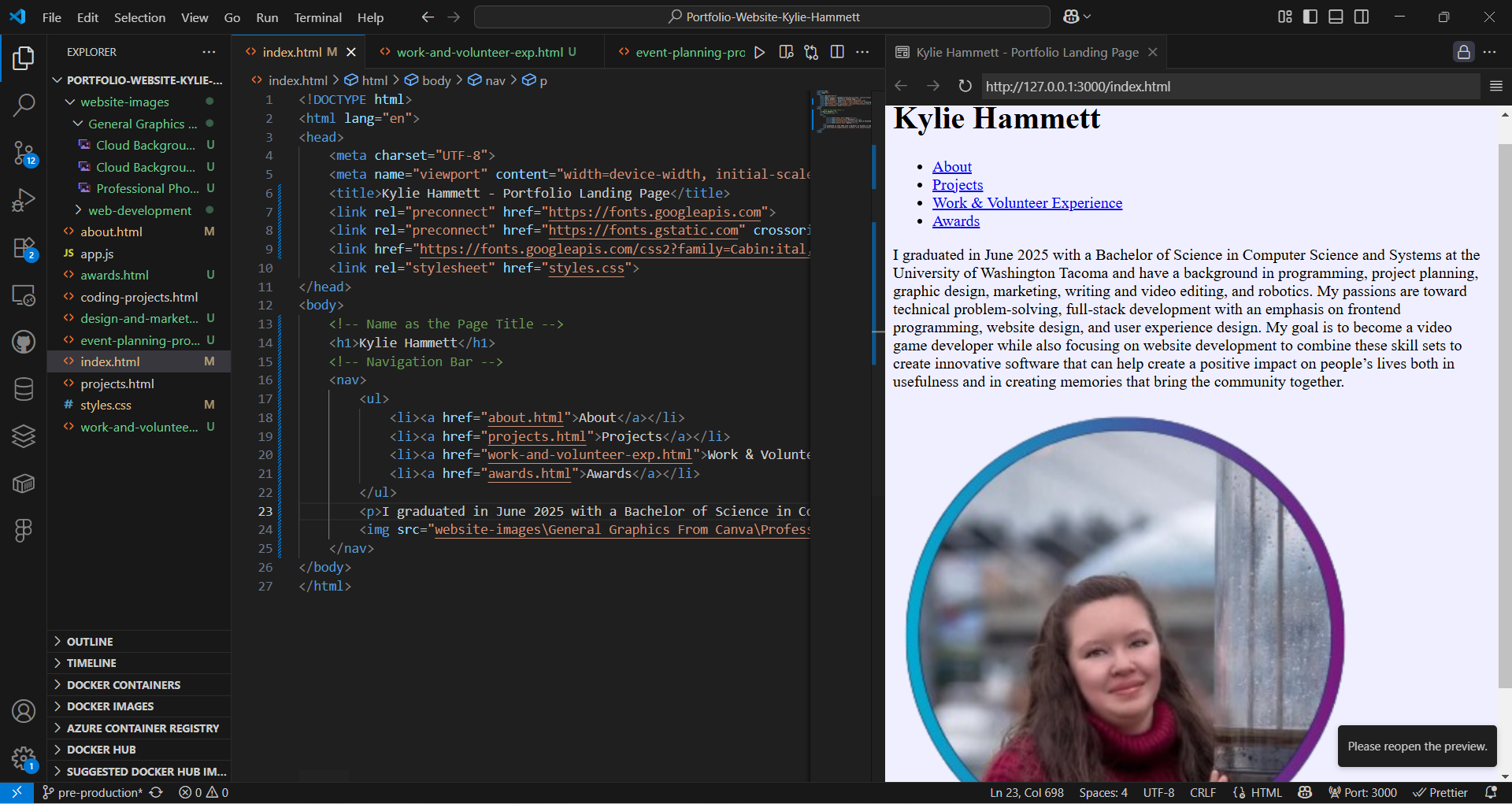 A Previous Version of the Landing Page